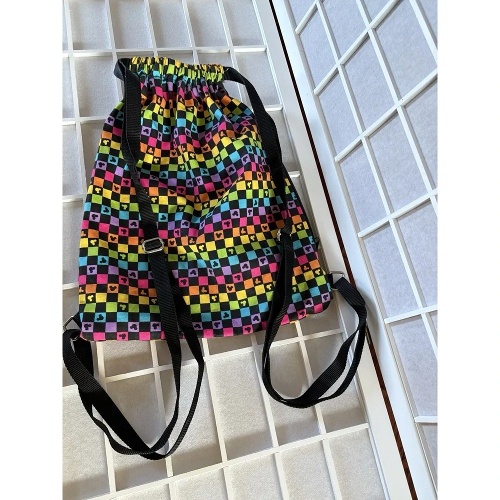 Disney Parks Exclusive Mickey‎ Drawstring Backpack Rainbow/Pride  Adjustable